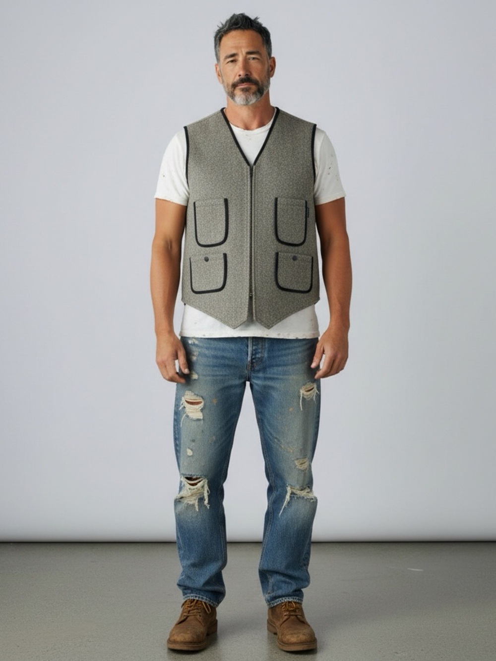 Woolrich Utility #12 Men’s M Herringbone Wool Vest 4 Pocket Cinch Back